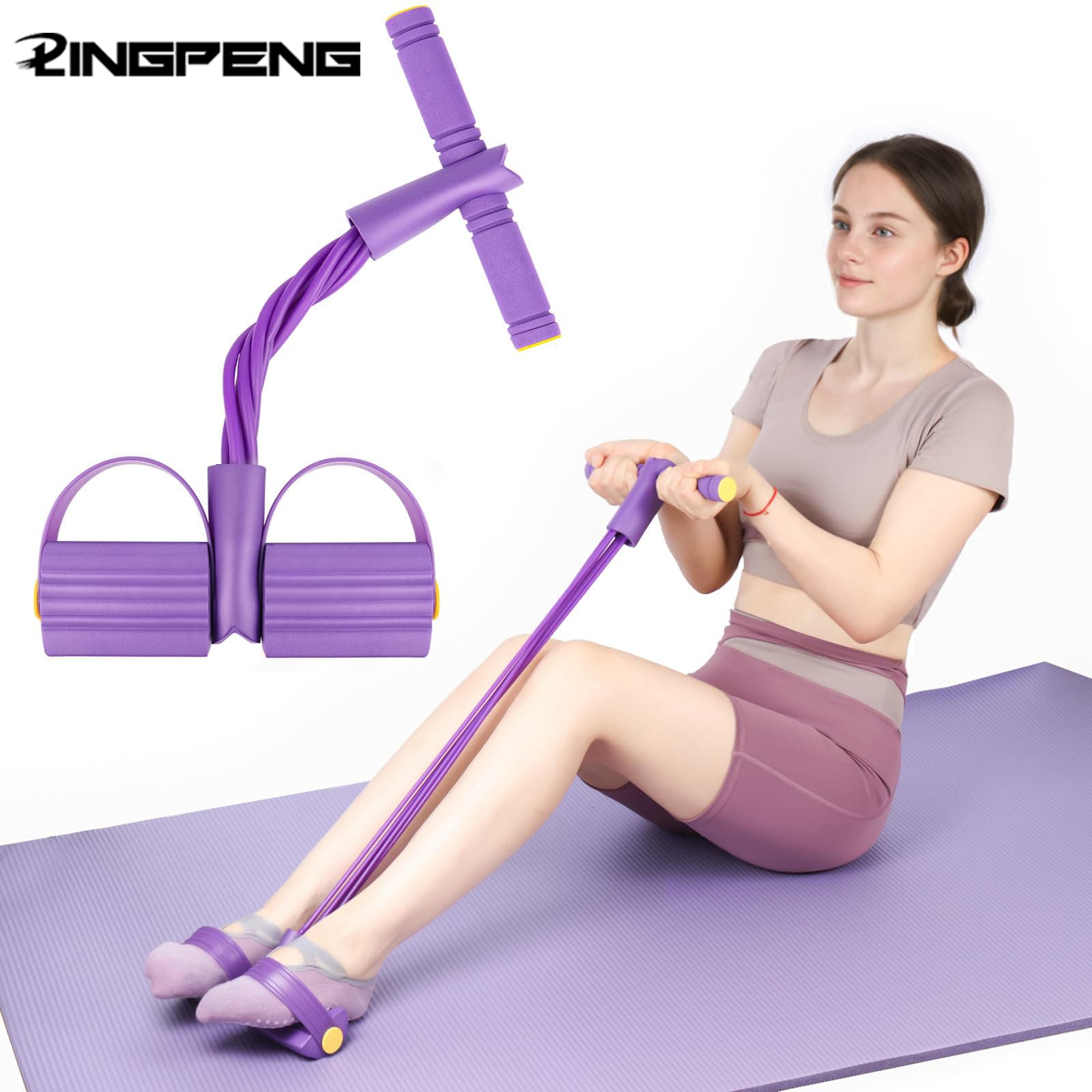 Kit Elástico Multifuncional 4 Tubos para Fitness e Yoga